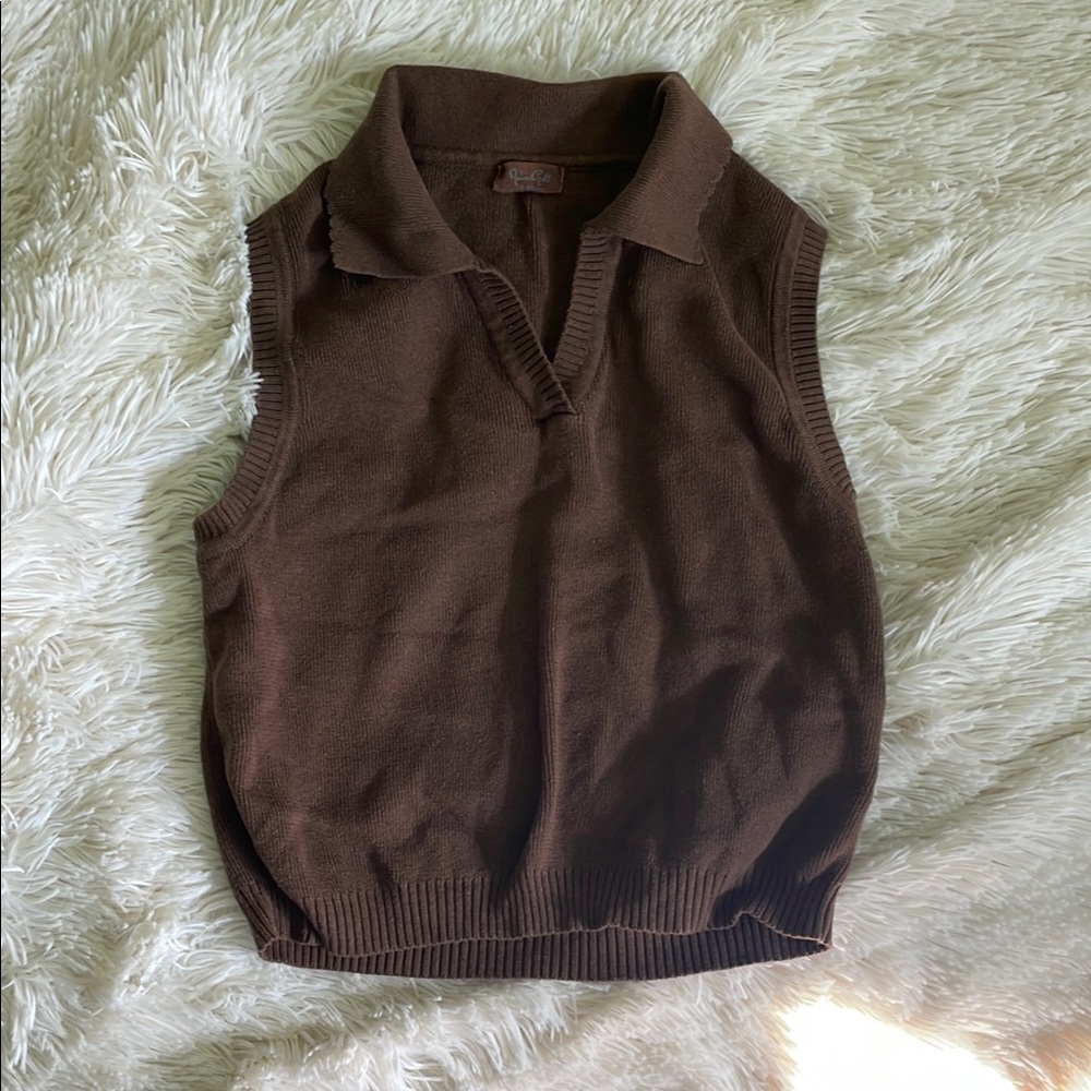 John Galt Brandy Melville Brown Sleeveless Knit Vest